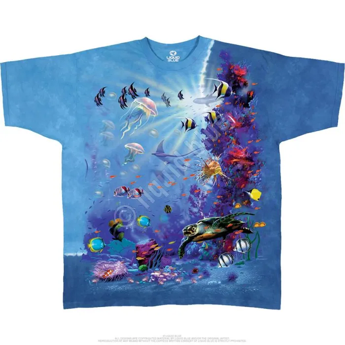 Liquid Blue TShirt Men Tropical Reef TieDye TShirt