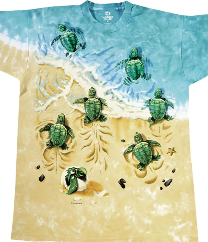Liquid Blue TShirt Men Turtle Beach TieDye TShirt