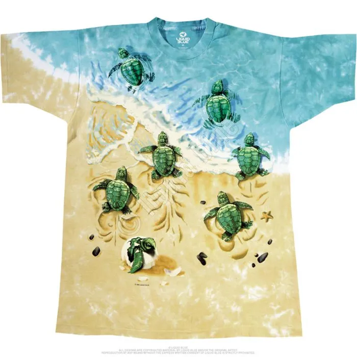 Liquid Blue TShirt Men Turtle Beach TieDye TShirt
