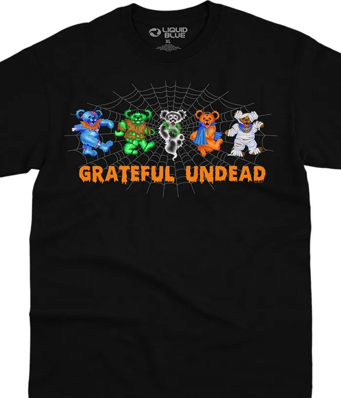 Liquid Blue TShirt Men Undead Bears Black TShirt