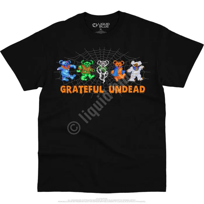 Liquid Blue TShirt Men Undead Bears Black TShirt
