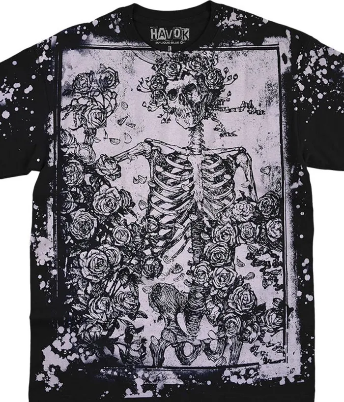 Liquid Blue TShirt Men Woodcut Havok Black TShirt