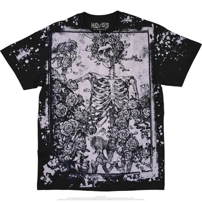 Liquid Blue TShirt Men Woodcut Havok Black TShirt