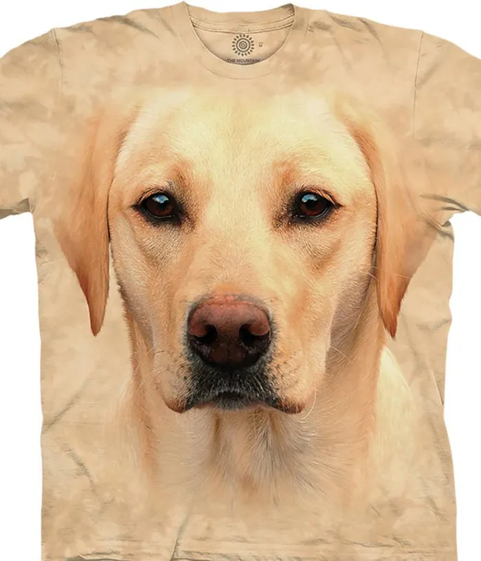 Liquid Blue TShirt Men Yellow Lab Portrait Classic Cotton TShirt