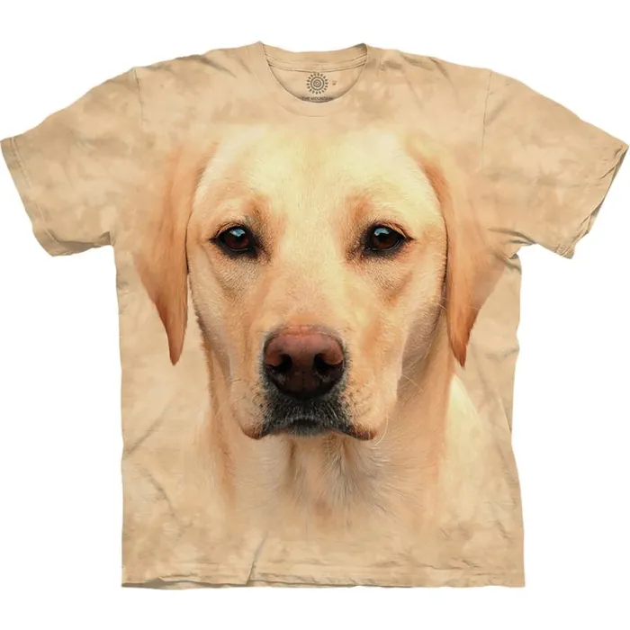 Liquid Blue TShirt Men Yellow Lab Portrait Classic Cotton TShirt
