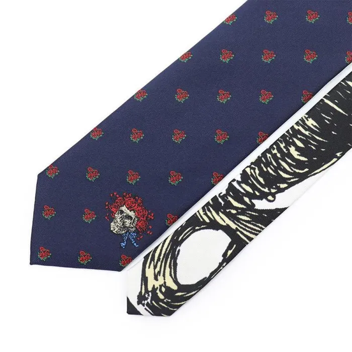 Liquid Blue Ties Accessories Navy Bertha Skull and Roses Tie