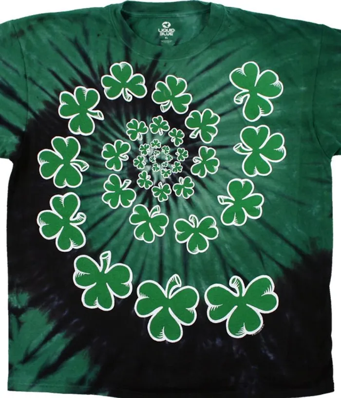 Liquid Blue Youth Kids Shamrock Spiral Youth TieDye TShirt