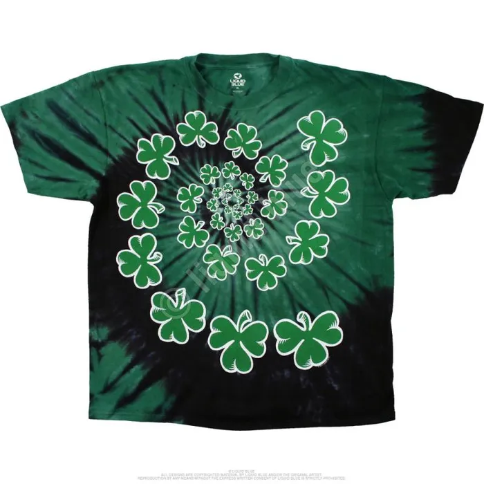 Liquid Blue Youth Kids Shamrock Spiral Youth TieDye TShirt