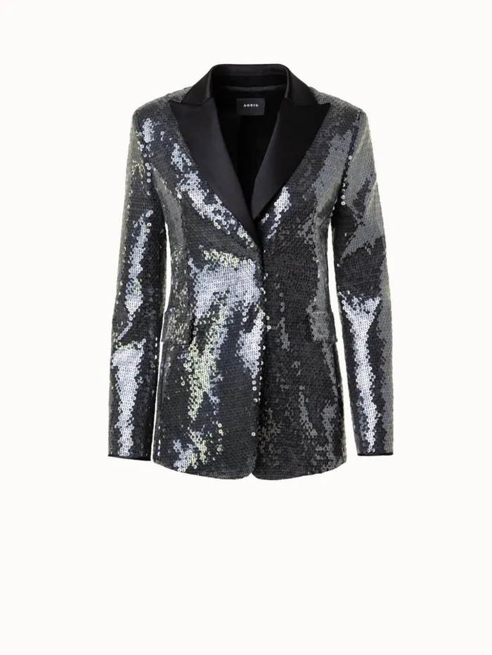 Liquid Sequins Jacket Black Women Akris Jackets
