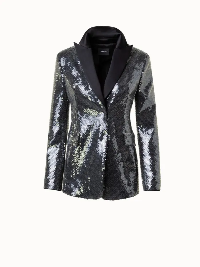 Liquid Sequins Jacket Black Women Akris Jackets