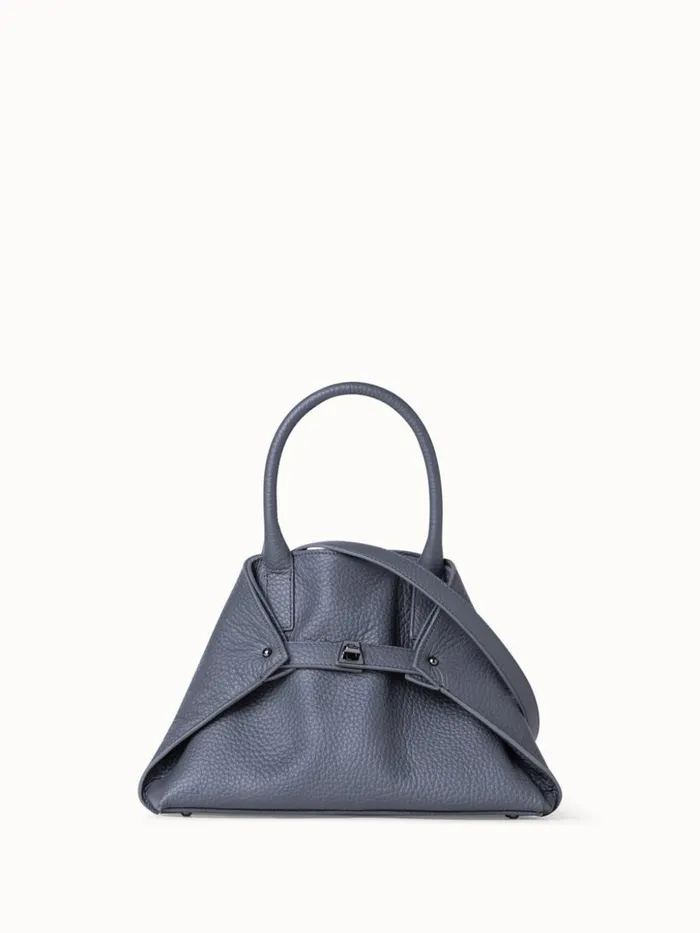 Little Ai Top Handle Bag In Leather Grey Stone Women Akris Top Handle Bags