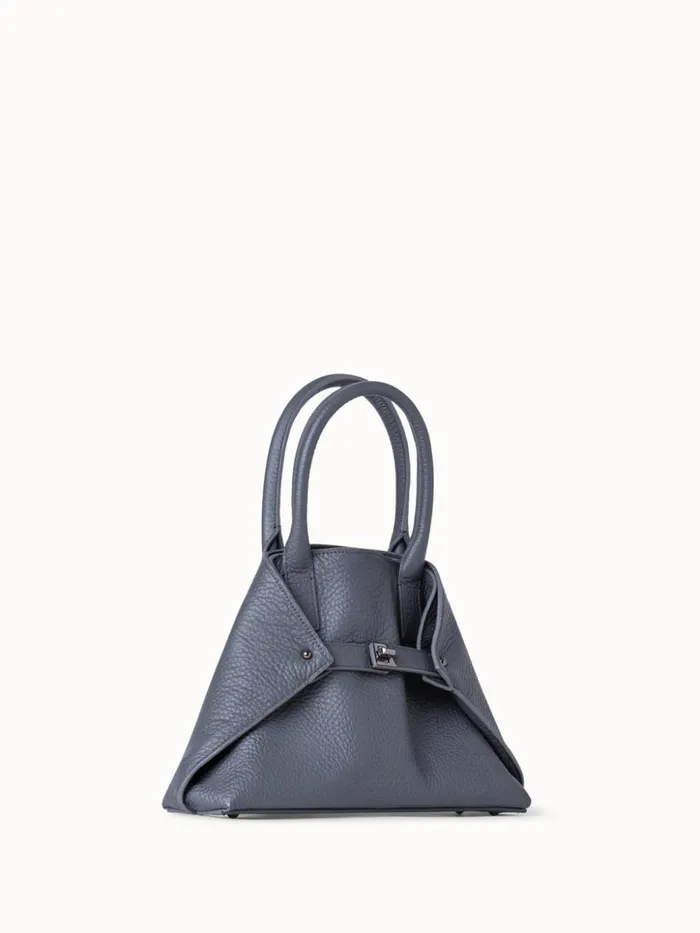 Little Ai Top Handle Bag In Leather Grey Stone Women Akris Top Handle Bags
