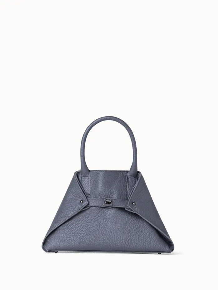 Little Ai Top Handle Bag In Leather Grey Stone Women Akris Top Handle Bags