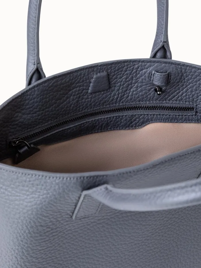Little Ai Top Handle Bag In Leather Grey Stone Women Akris Top Handle Bags