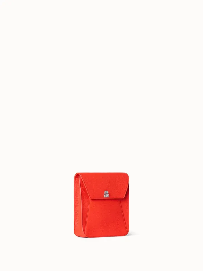 Little Anouk Messenger Bag In Cervocalf Leather Tangerine Women Akris Crossbody Bags