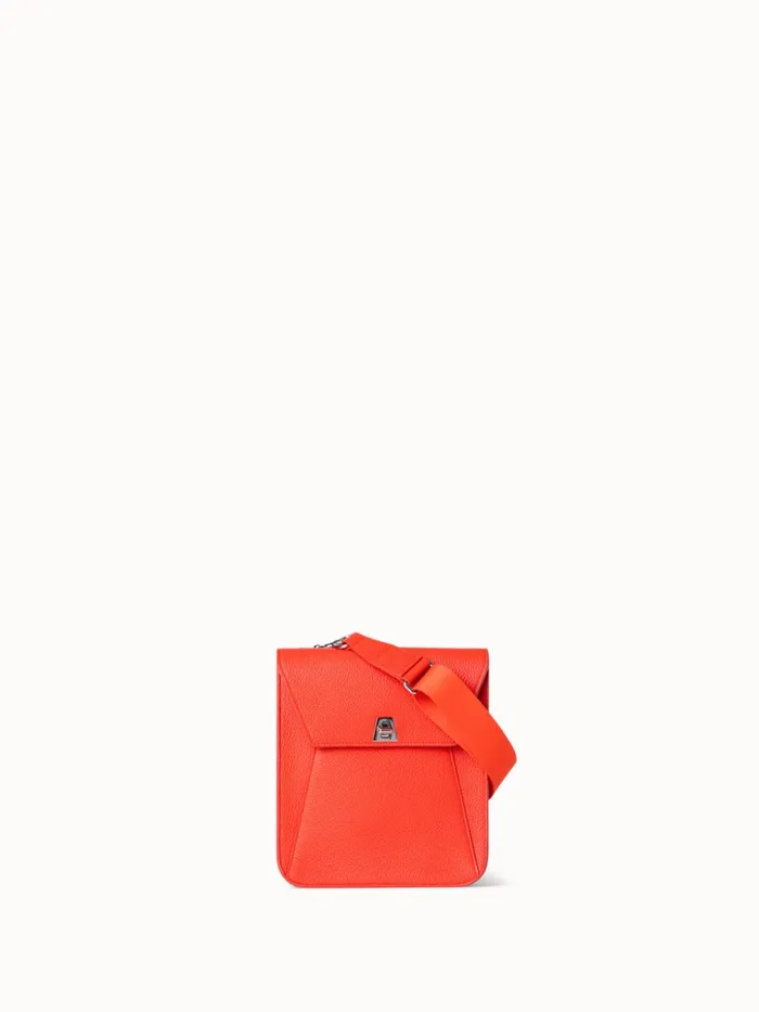 Little Anouk Messenger Bag In Cervocalf Leather Tangerine Women Akris Messenger Bags