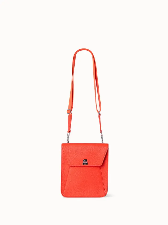 Little Anouk Messenger Bag In Cervocalf Leather Tangerine Women Akris Messenger Bags
