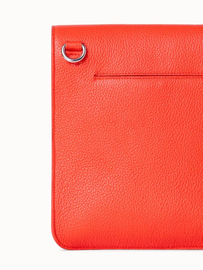 Little Anouk Messenger Bag In Cervocalf Leather Tangerine Women Akris Messenger Bags