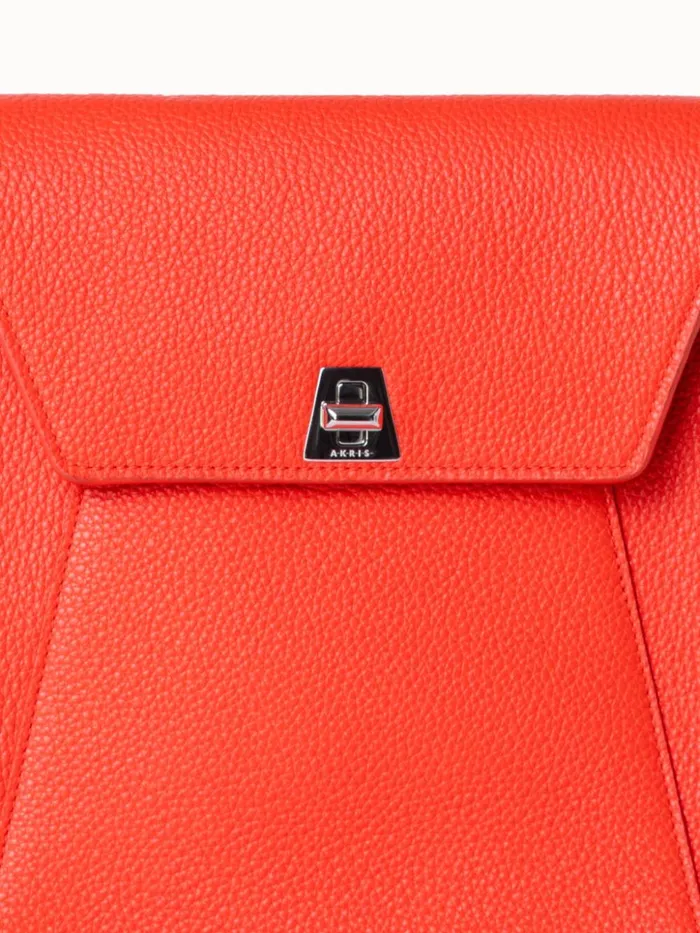 Little Anouk Messenger Bag In Cervocalf Leather Tangerine Women Akris Messenger Bags