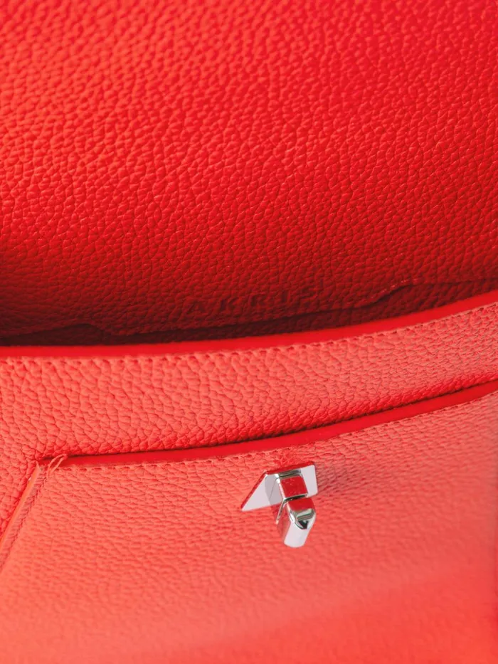 Little Anouk Messenger Bag In Cervocalf Leather Tangerine Women Akris Messenger Bags