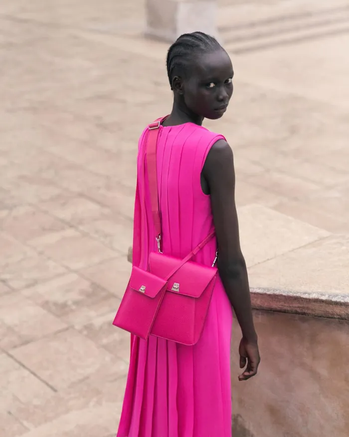 Little Anouk Messenger In Calf Leather Pink Women Akris Crossbody Bags