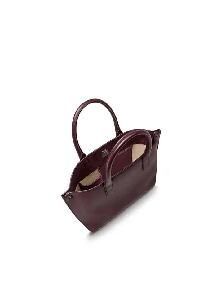 Little Messenger Bag In Leather With Graphite Colored Hardware Burgundy Women Akris Top Handle Bags