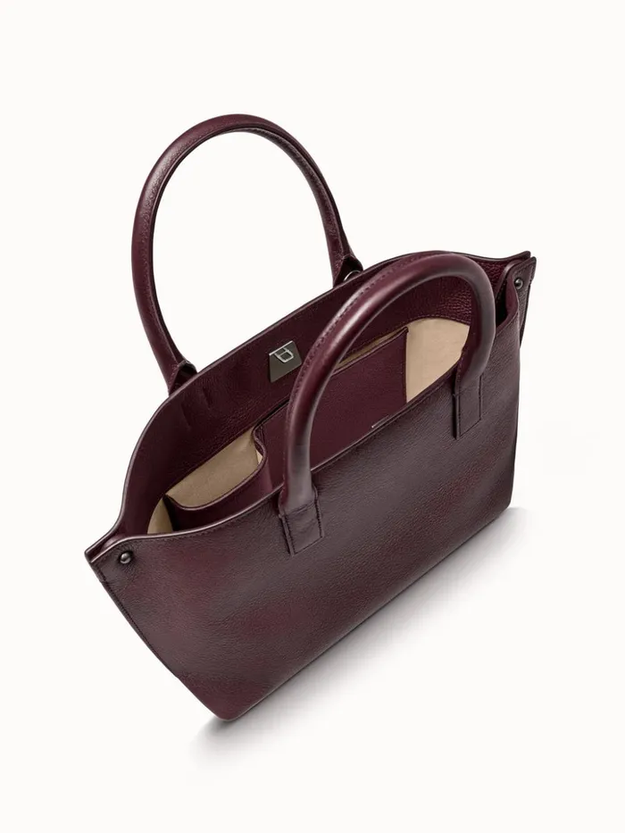 Little Messenger Bag In Leather With Graphite Colored Hardware Burgundy Women Akris Top Handle Bags