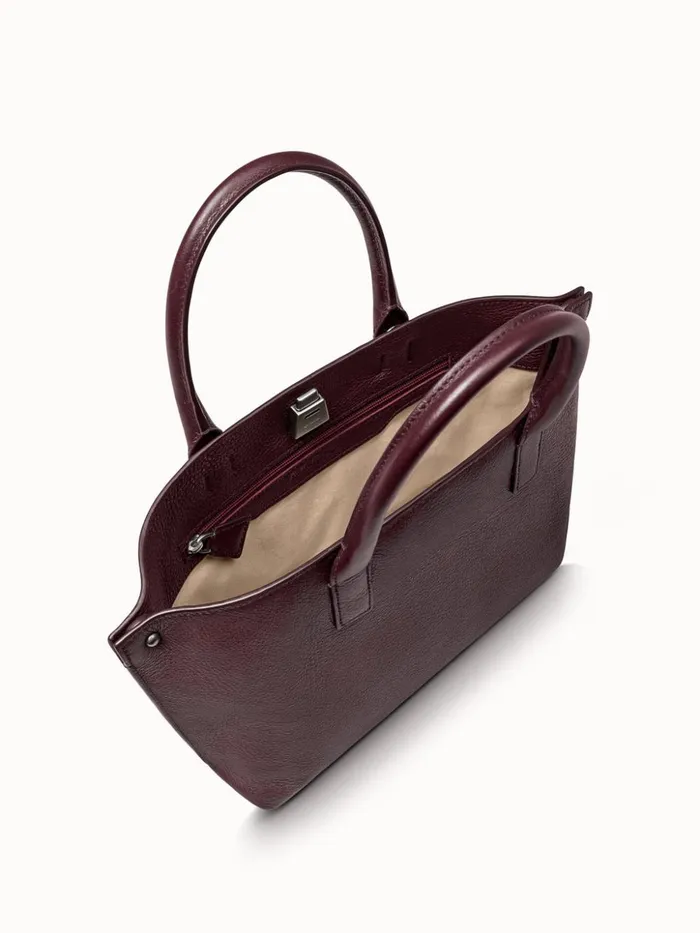 Little Messenger Bag In Leather With Graphite Colored Hardware Burgundy Women Akris Top Handle Bags