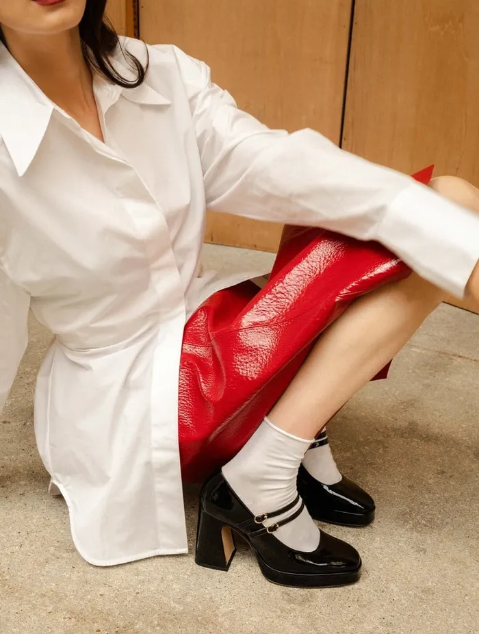 Louise Lacquered Black Women Bobbies Platforms and Clogs