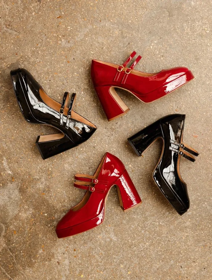 Louise Lacquered Black Women Bobbies Platforms and Clogs
