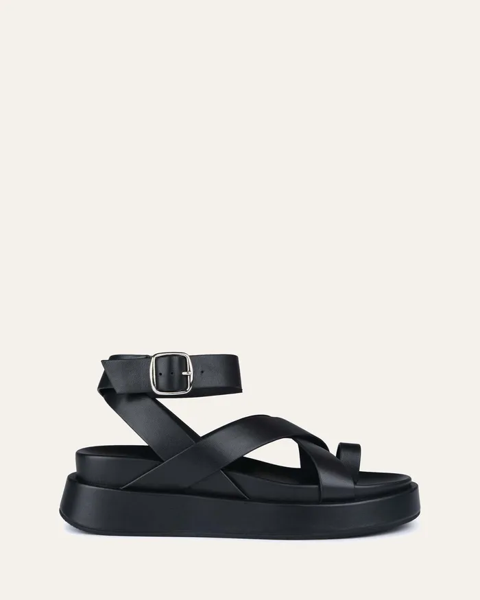 Mack flat sandals black leather Women FLAT SANDALS jomercer