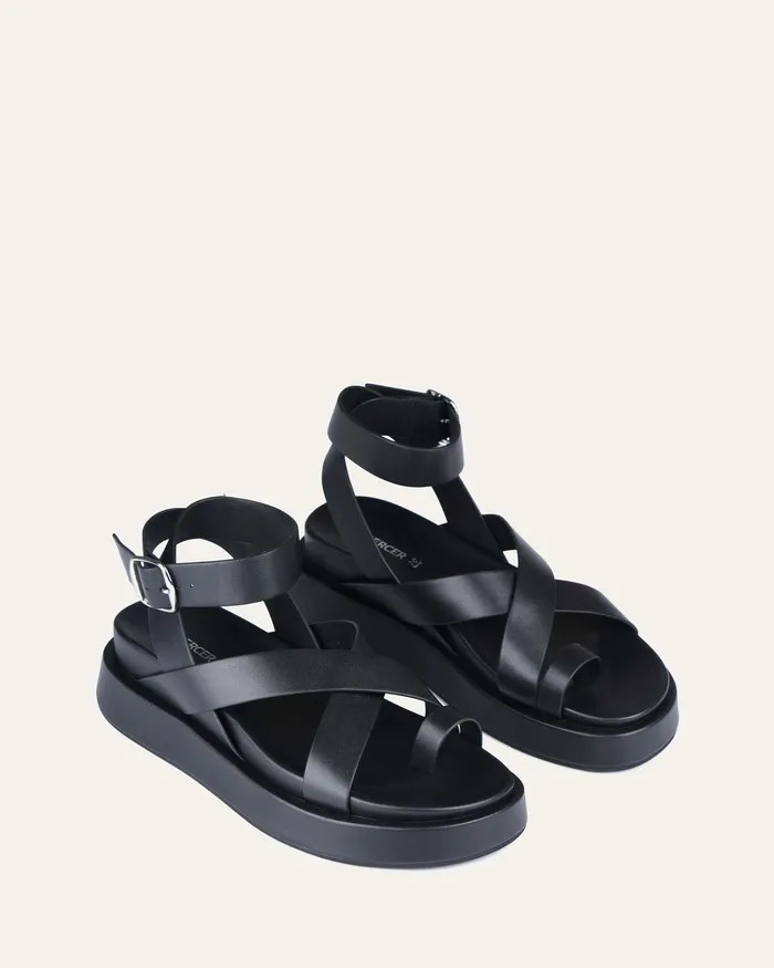 Mack flat sandals black leather Women FLAT SANDALS jomercer Mack flat sandals black leather Women FLAT SANDALS jomercer