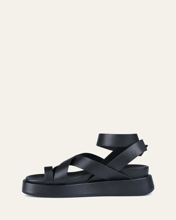 Mack flat sandals black leather Women FLAT SANDALS jomercer Mack flat sandals black leather Women FLAT SANDALS jomercer