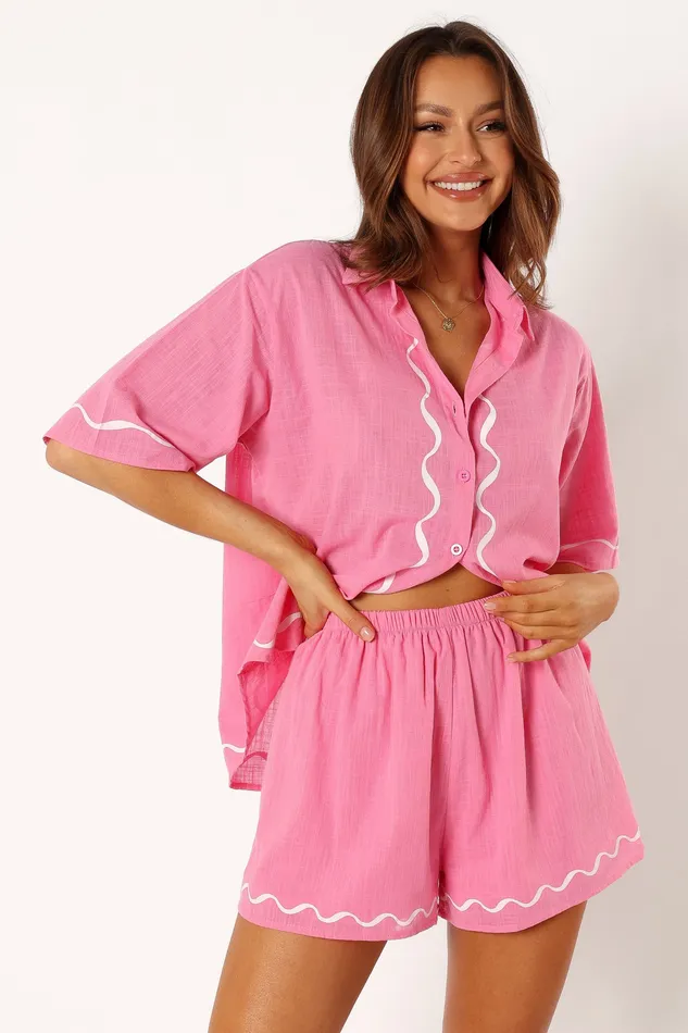 Matching Sets petalandpup Women Sunshine Short Set 8211 Pink Pink