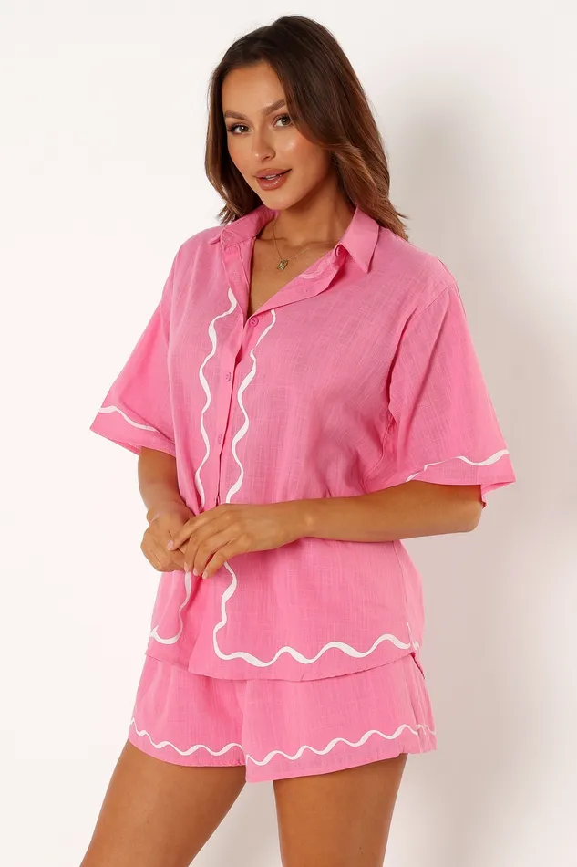 Matching Sets petalandpup Women Sunshine Short Set 8211 Pink Pink