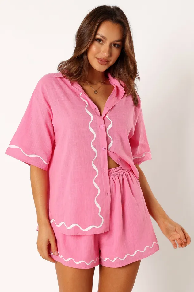 Matching Sets petalandpup Women Sunshine Short Set 8211 Pink Pink