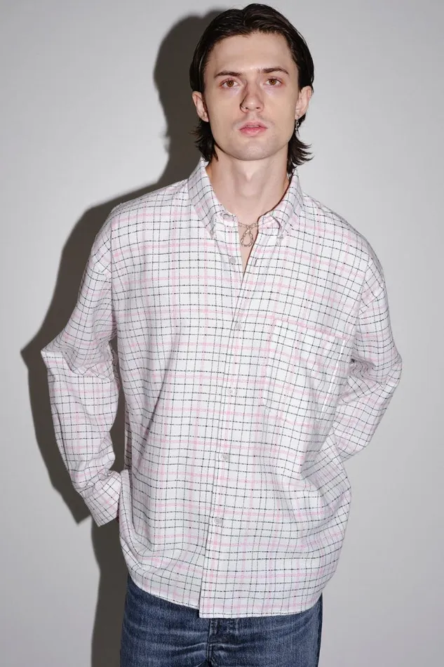 Maza Check 8211 Pink Check Men Won Hundred Shirts