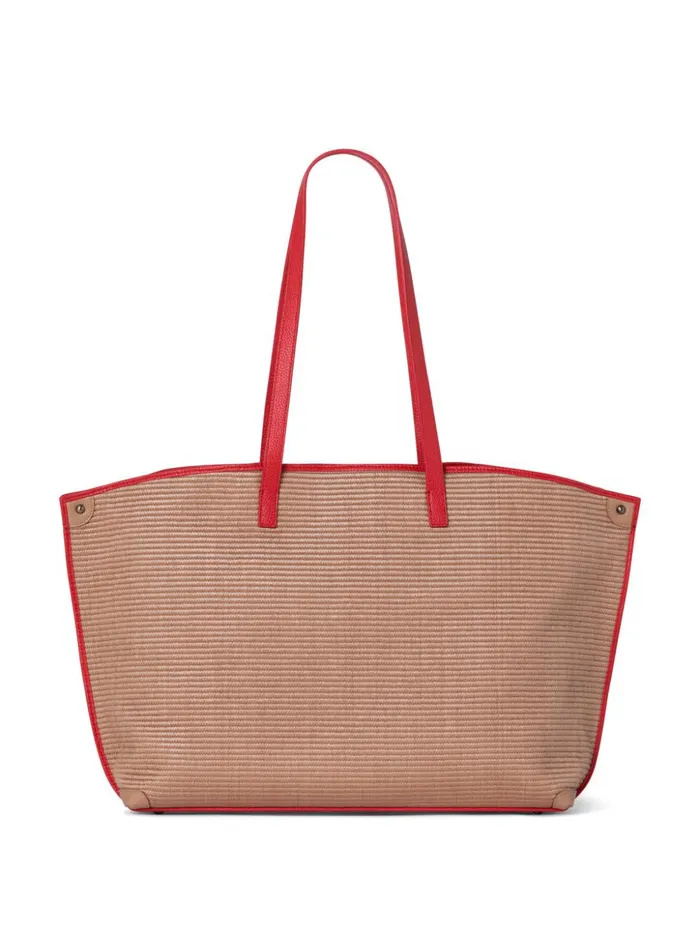 Medium Ai Shoulder Bag In Raffia Camelscarlet Women Akris Tote Bags