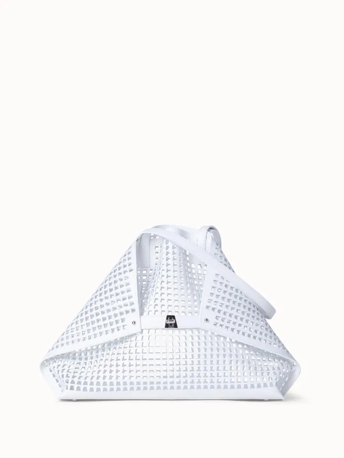 Medium Ai Shoulder Bag In Trapezoid Lasercut White Women Akris Tote Bags