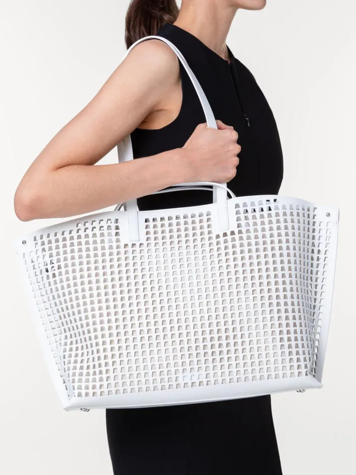 Medium Ai Shoulder Bag In Trapezoid Lasercut White Women Akris Tote Bags