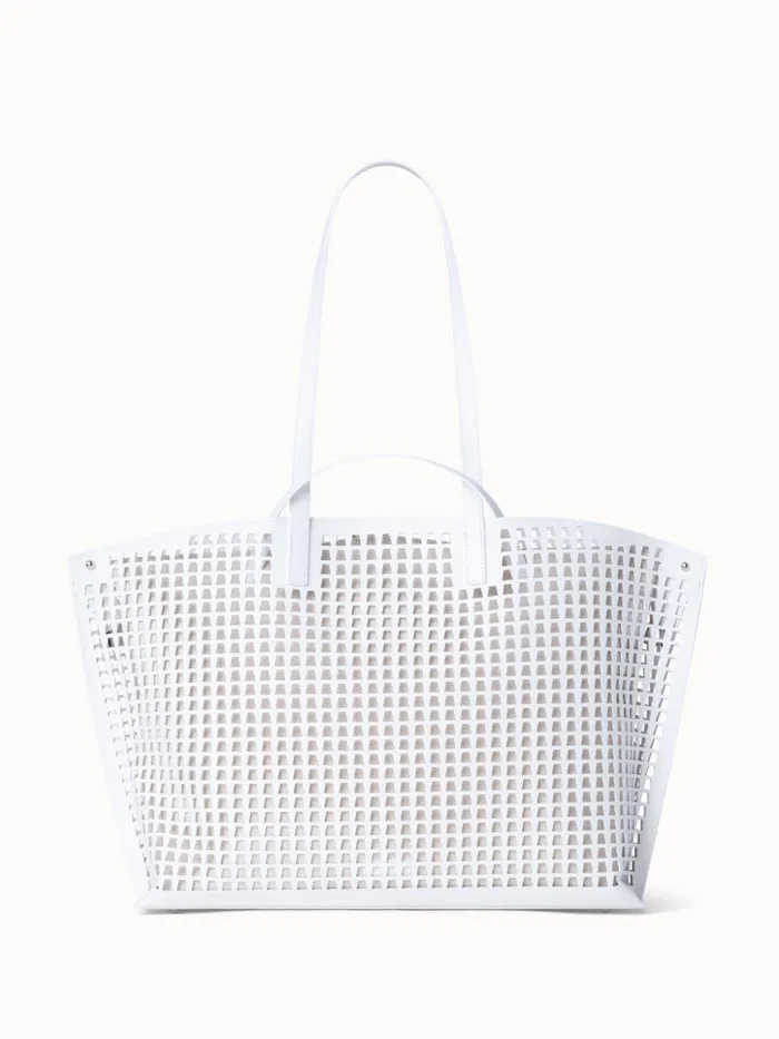Medium Ai Shoulder Bag In Trapezoid Lasercut White Women Akris Tote Bags
