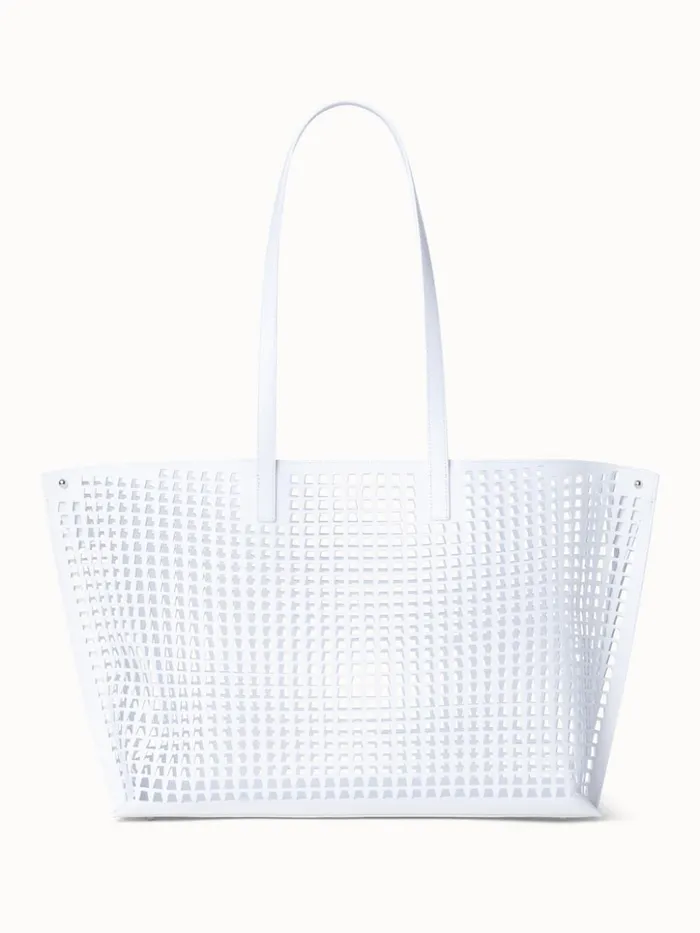Medium Ai Shoulder Bag In Trapezoid Lasercut White Women Akris Tote Bags