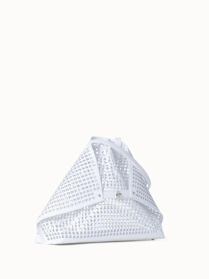Medium Ai Shoulder Bag In Trapezoid Lasercut White Women Akris Tote Bags
