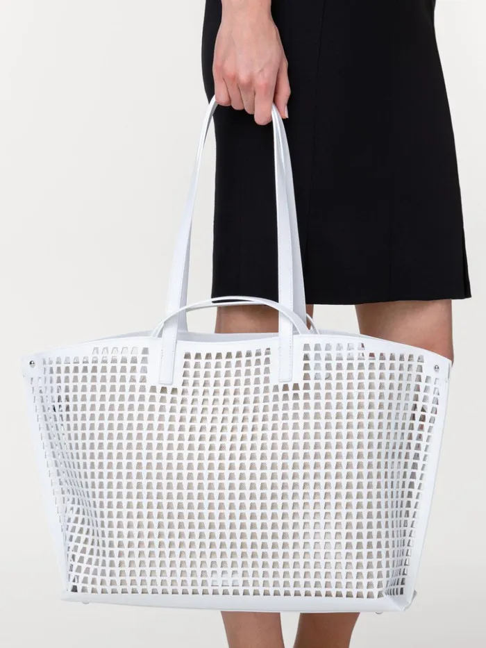 Medium Ai Shoulder Bag In Trapezoid Lasercut White Women Akris Tote Bags