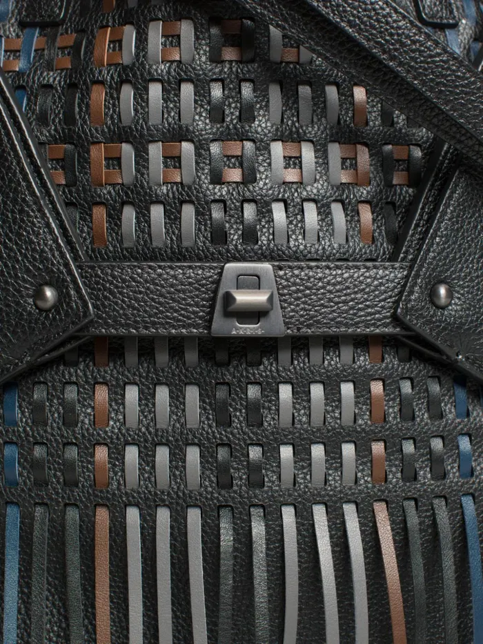 Medium Ai Shoulder Bag In Woven Leather With Fringes Multicolor Women Akris Tote Bags