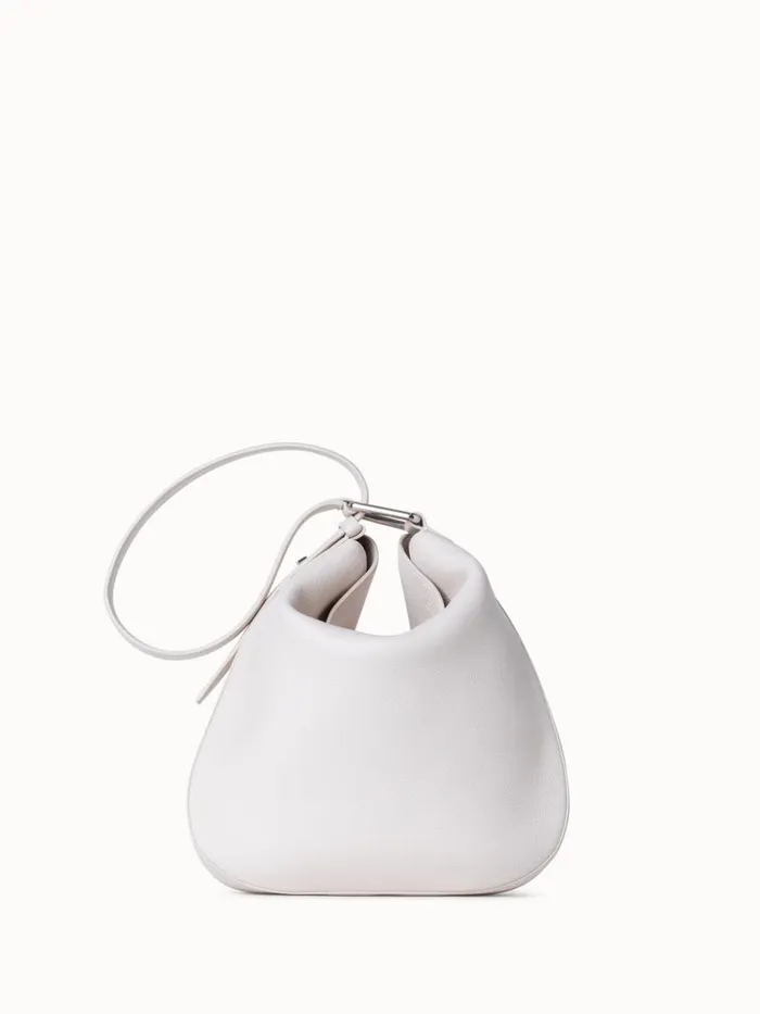 Medium Anna Hobo Bag In Leather Alabaster Women Akris Shoulder Bags