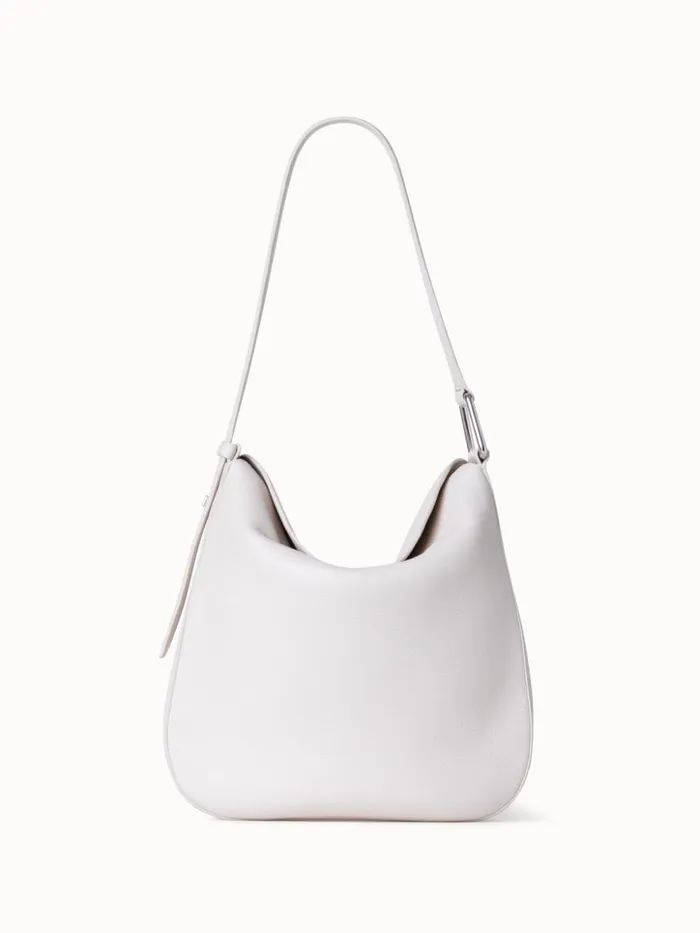 Medium Anna Hobo Bag In Leather Alabaster Women Akris Shoulder Bags