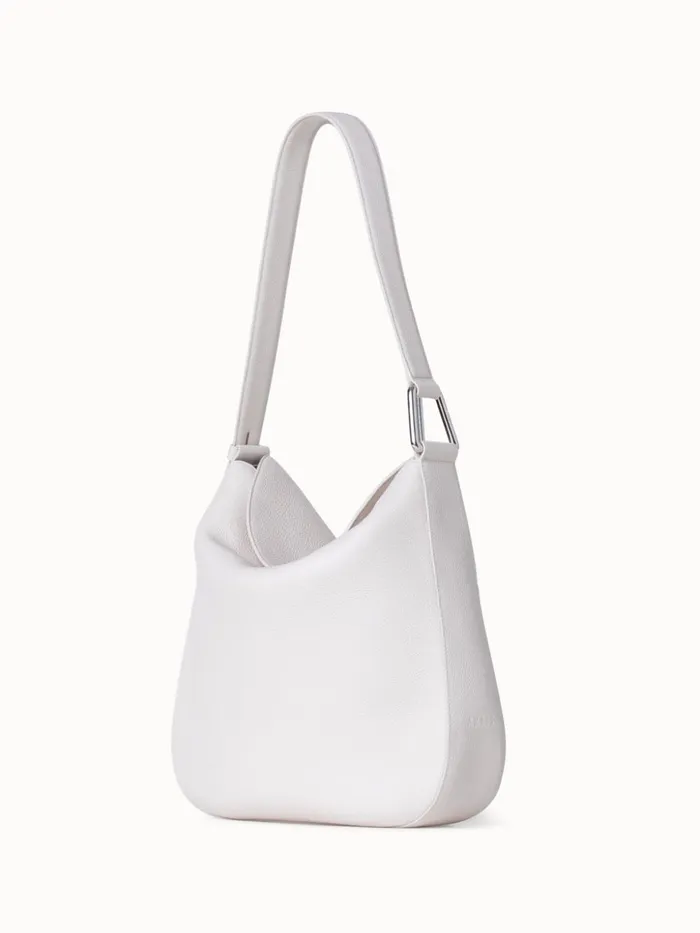 Medium Anna Hobo Bag In Leather Alabaster Women Akris Shoulder Bags