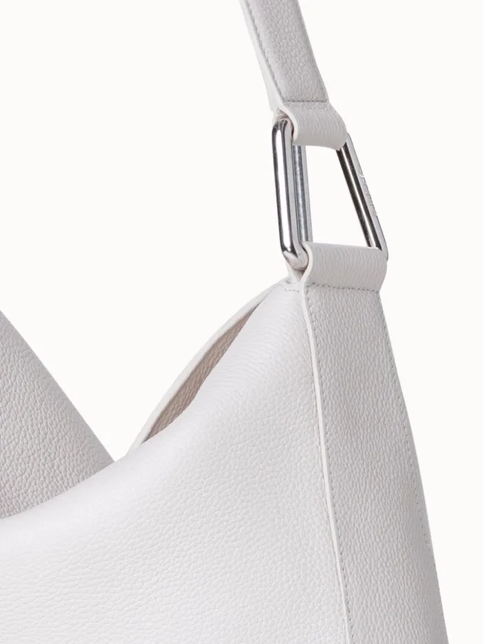 Medium Anna Hobo Bag In Leather Alabaster Women Akris Shoulder Bags