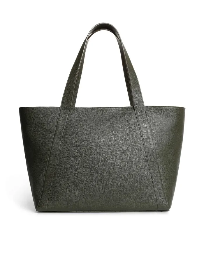 Medium Leather Zip Tote Bag Olive Women Akris Tote Bags